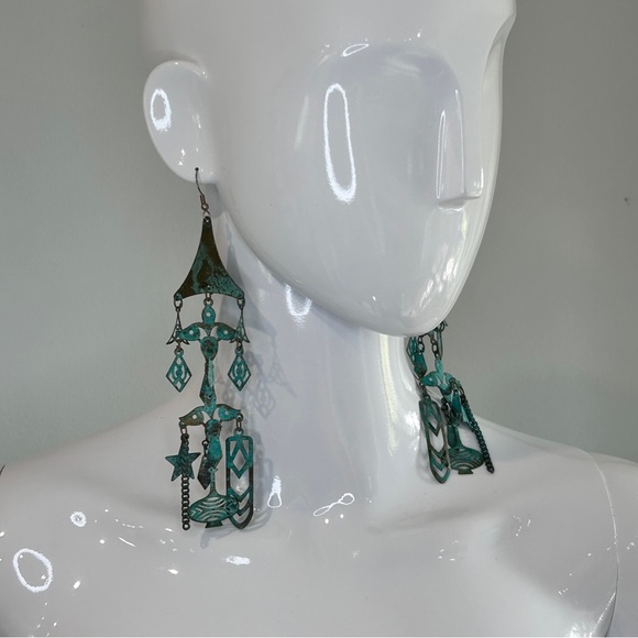 Statement Boho Wind Chime Dangler Earrings - Picture 3 of 10